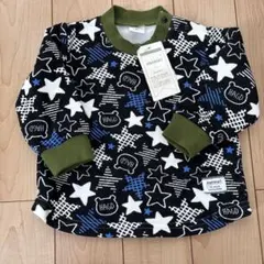 新品ベアースタートレーナー総柄80㎝裏起毛ウエットブラック男の子肩ボタンくまさん