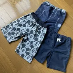 ベビー　パンツ　半ズボンセット　紺色　デニム風　95サイズ　西松屋　男の子