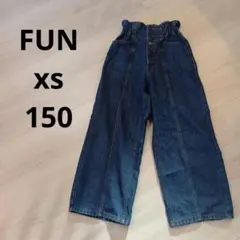 FUN xs　150くらい　ハイウエスト ダークブルー デニムパンツ