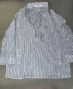 スキッパー　シャツ　ストライプ　日本製