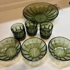 ヴィンテージ グリーンガラス ノリタケクリスタルのサムネイル