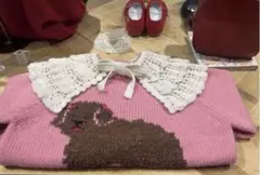 新品未使用。もふもふDOGインターシャ クルーネックプルオーバー CHILD WOMAN - もふもふDOGインターシャ クルーネックプルオーバー