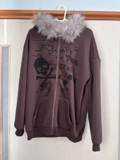 SHEIN ブラウンパーカー XS フードファー付き