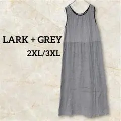 LARK + GREY 【2XL/3XL】ボーダーワンピースネイビー