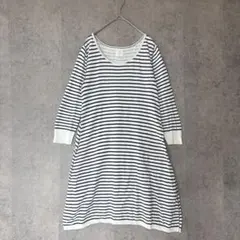 栗原はるみ ボーダー柄 チュニックワンピース カットソー M 部屋着にも♪のサムネイル