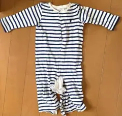 MIKI HOUSE ストライプ　ロンパース　長袖　ボーダー　綿100%