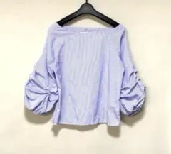 【美品】⭐︎EL.dora-do ⭐︎ストライプ⭐︎ボリュームスリーブ⭐︎七部袖⭐︎可愛い