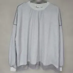 【美品】JaVa グレー チュール重ねトレーナー