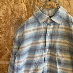 AE8865 GAP 長袖シャツ ライトブルー ボーダー レディース XS ポス