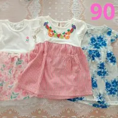 【美品】ベビーワンピース　90　３枚セット　西松屋　バースデーのサムネイル