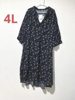 大きいサイズ 新品 前タックチュニックワンピース 4L