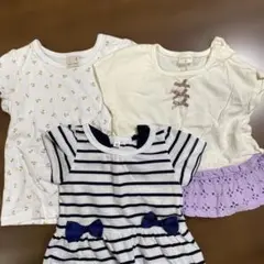 petit main 花柄Tシャツなどトップス3点セット 80〜90cm