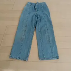 ハイウエスト ライトブルー ストレートデニム　Ｓ