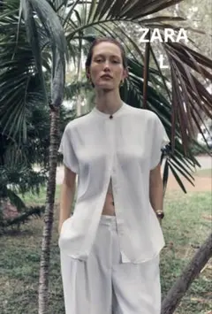 美品　ZARA クレープフルイドトップス　Lのサムネイル