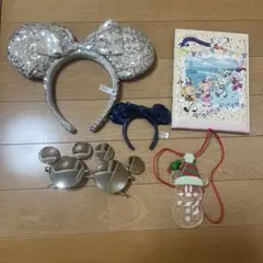 ディズニー スパンコール カチューシャ、サングラス、光る首飾り、鏡5点セット