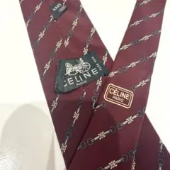 セリーヌ CELINE ネクタイ ストライプ トリオンフ バーガンディ