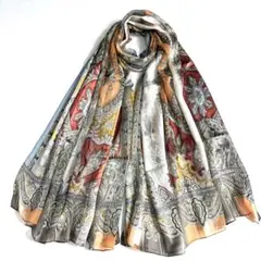 6-4.美品 JEAN LOUIS SCHERRE ペイズリー柄 シルクストールのサムネイル
