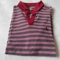 Eddie Bauer 紺と赤ストライプ ポロシャツ S