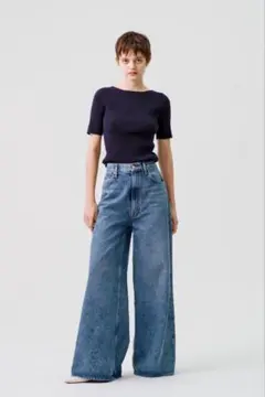 デミリー ソフトコットン ショートスリーブリブニットプルオーバー　サイズS