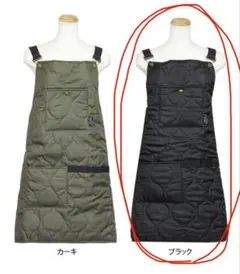 ブラック　中綿入りキルティングエプロン