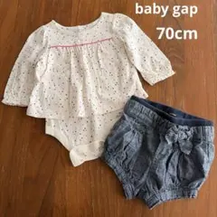 ベビーギャップ　長袖ロンパース デニム風ショートパンツセット　70cm