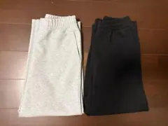 UNIQLO C スウェットワイドパンツ L グレー＆ブラック 2着セット