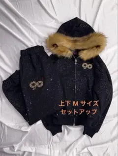 9090 girls logo グリッター セットアップ Mサイズ
