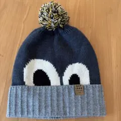 GapKids ニット帽 ポンポン付き ネイビー グレー L/XL 動物柄
