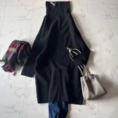ドゥーズィエムクラス ウールカシミヤ タートルネック ニットワンピース 黒