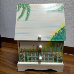 花柄小物入れ 2段引き出し付き キーボックス 鍵入れ アンティーク キーケース