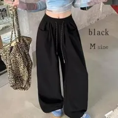 セール！スウェット　ズボン　パンツ　ルームウェア ストレート　ワイド 黒　M