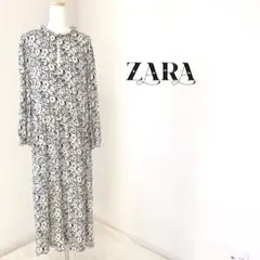 ZARA ザラ　花柄 胸あきロングワンピース 長袖