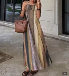 マルチカラーロングキャミワンピース