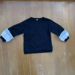 西松屋 袖ファー付きトレーナー 黒 110cm