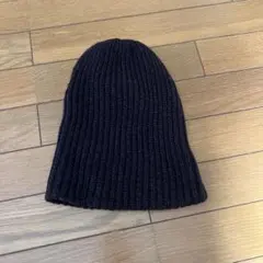 ダークブラウン リブ編み ニット帽