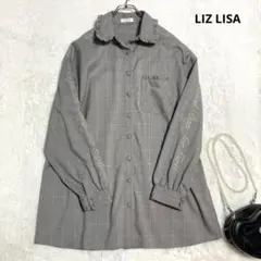 リズリサ　グレンチェック　ミニワンピ　ハートボタン