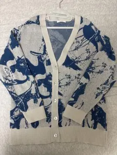 【JEANASIS】総柄カーディガン 長袖 ブルー系のサムネイル