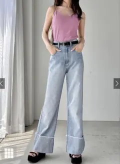 GRL ロールアップフレアデニムパンツ[cu446]