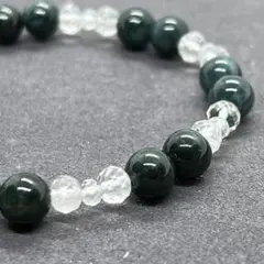 ⬛︎ 翡翠 ヒスイ & 水晶 デザインブレスレット グアテマラ産 約8㎜ 天然石