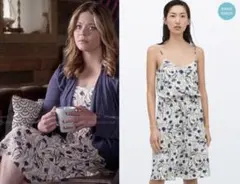 ZARA ザラ L 花柄キャミワンピース ホワイト/ブルー