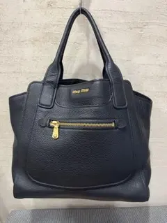 【美品】MIUMIU（ミュウミュウ）レザー トートバッグ ブラック 黒