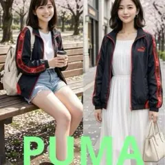 PUMA プーマ トラックジャケット ジャージ ブラック×レッド XSサイズのサムネイル