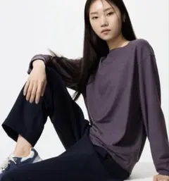 新品　未使用　ユニクロ　ソフトニットフリースクルーネックT パープル　M