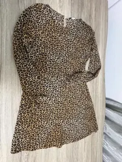 H&M ヒョウ柄 長袖ワンピース レディース L