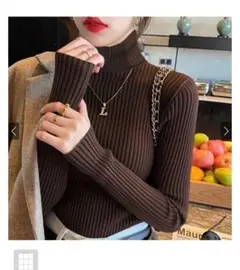 タートルネックリブニットトップス[k8534v]