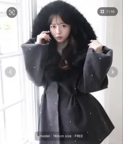 NICE CLAUP ビジュー付き女の子コート