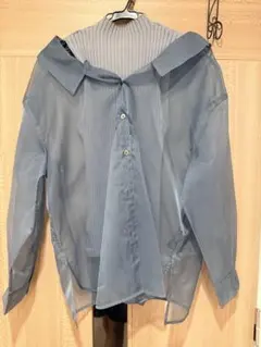 新品タグ付￥30800】ギャバジンKT 異素材ドッキングニットブラウス 