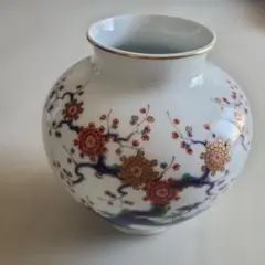 有田焼　深川製磁　金彩　梅　花瓶　花器　紅梅　宮内庁御用達