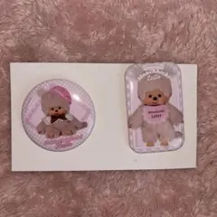 モンチッチエンタメくじ 缶バッチ２個セット 女の子