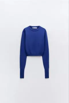 ZARA ザラ セーター ニット トップス クロップド 青 長袖 レディース
